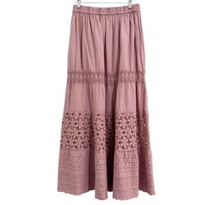 Nicole Miller Artelier NWT Eyelet Lace Pink Midi Skirt Medium